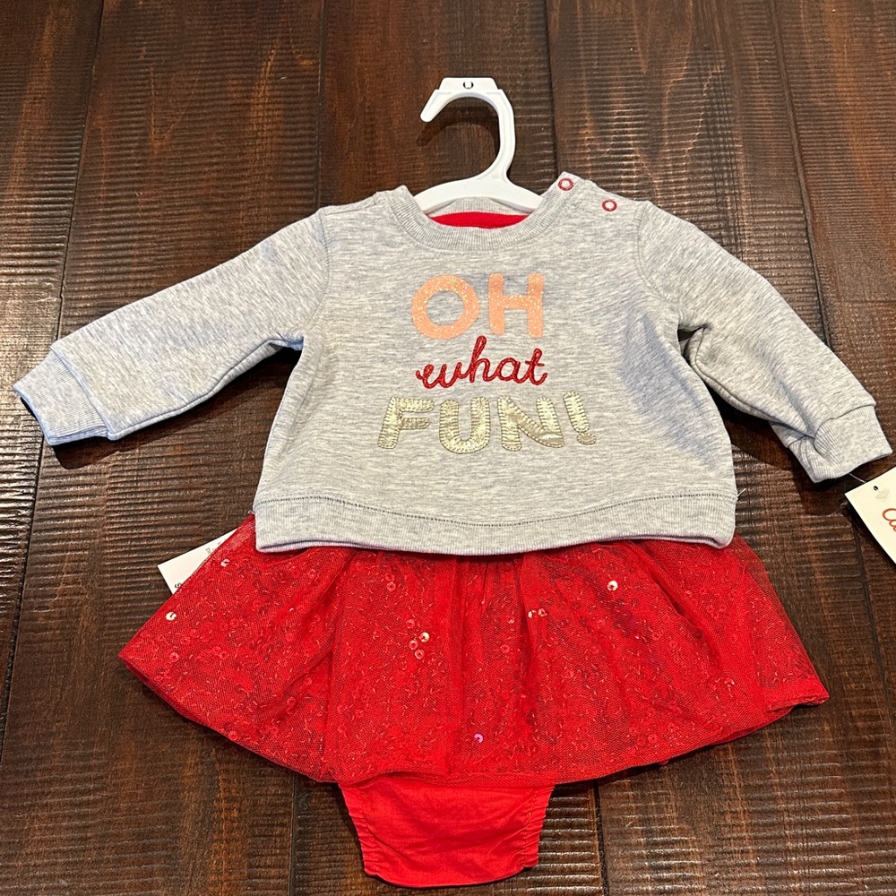 NWT! Christmas “Oh What Fun!” Sweater and sparkle skirt